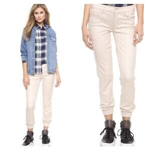 MOTHER Size 26 The Trainer Suede Ivory Cuffed Pants Jogger Minimalist #014